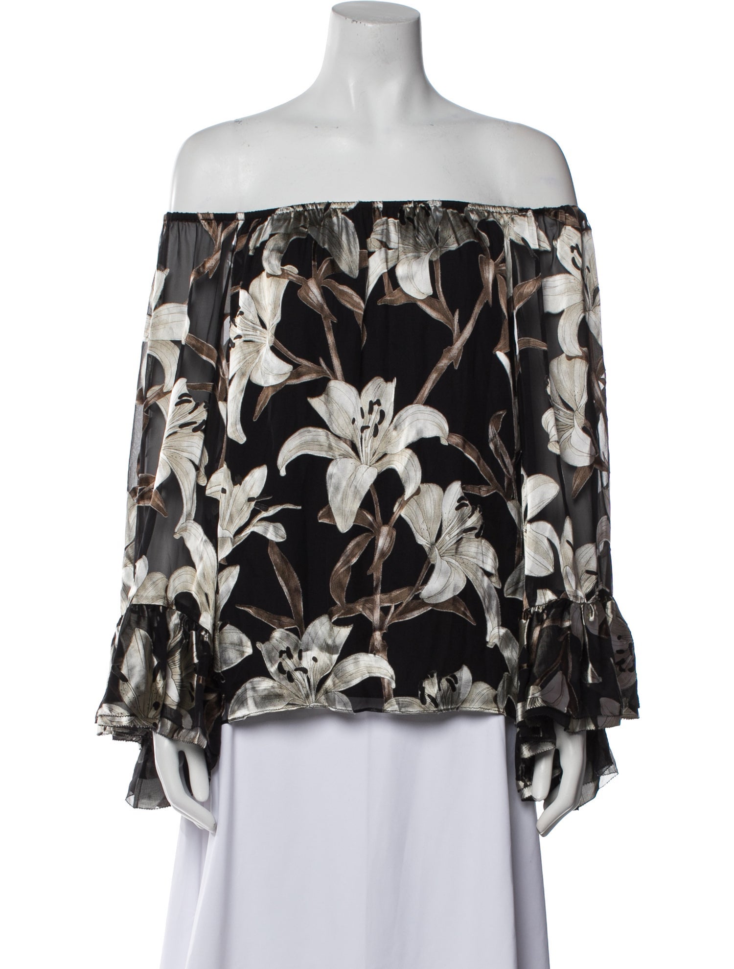 Alice + Olivia Floral Print Off-The-Shoulder Blouse