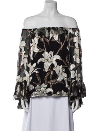 Alice + Olivia Floral Print Off-The-Shoulder Blouse
