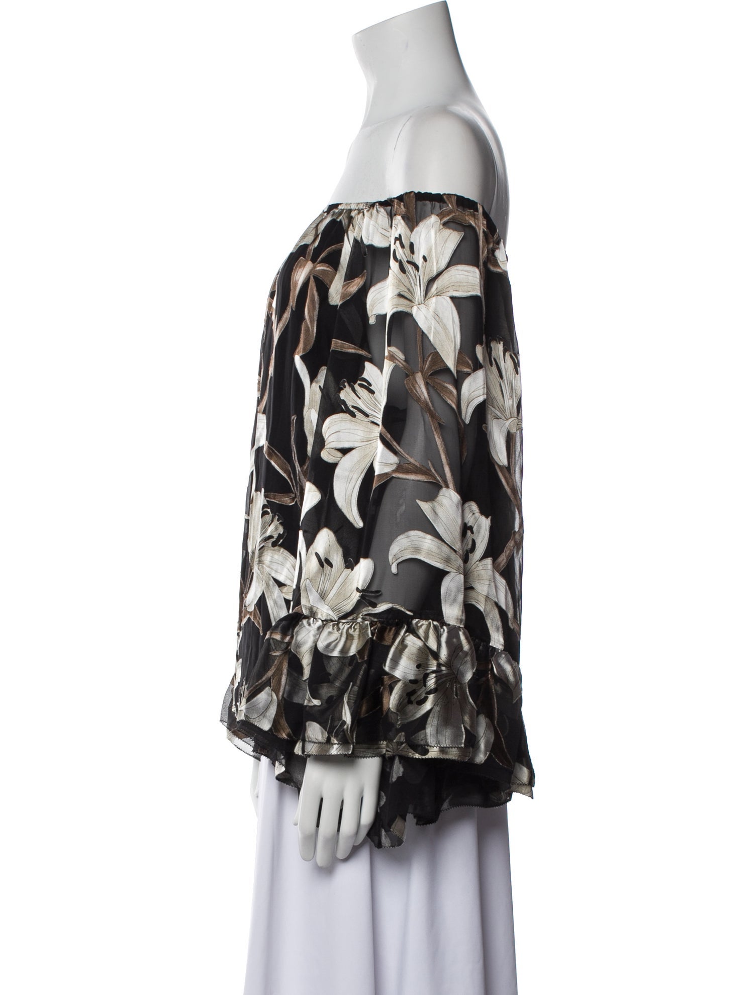 Alice + Olivia Floral Print Off-The-Shoulder Blouse