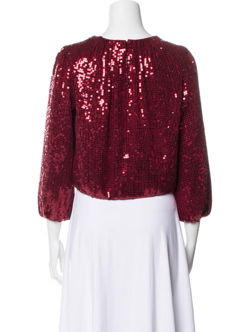 Alice + Olivia Crew Neck Three-Quarter Sleeve Crop Top