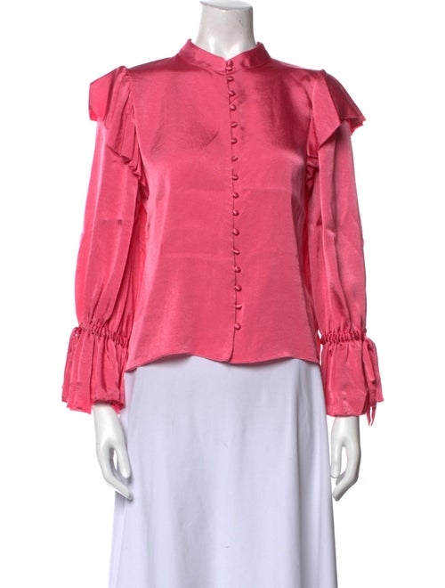 Alice + Olivia Mock Neck Long Sleeve Button-Up Top