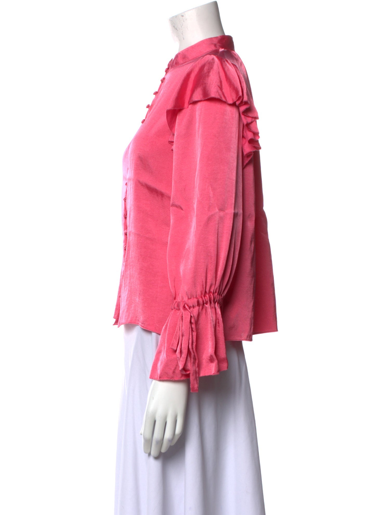 Alice + Olivia Mock Neck Long Sleeve Button-Up Top