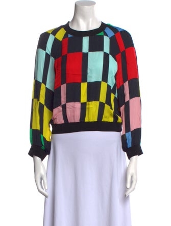 Alice + Olivia Plaid Print Crew Neck Crop Top