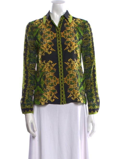 Alice + Olivia Silk Printed Button-Up Top