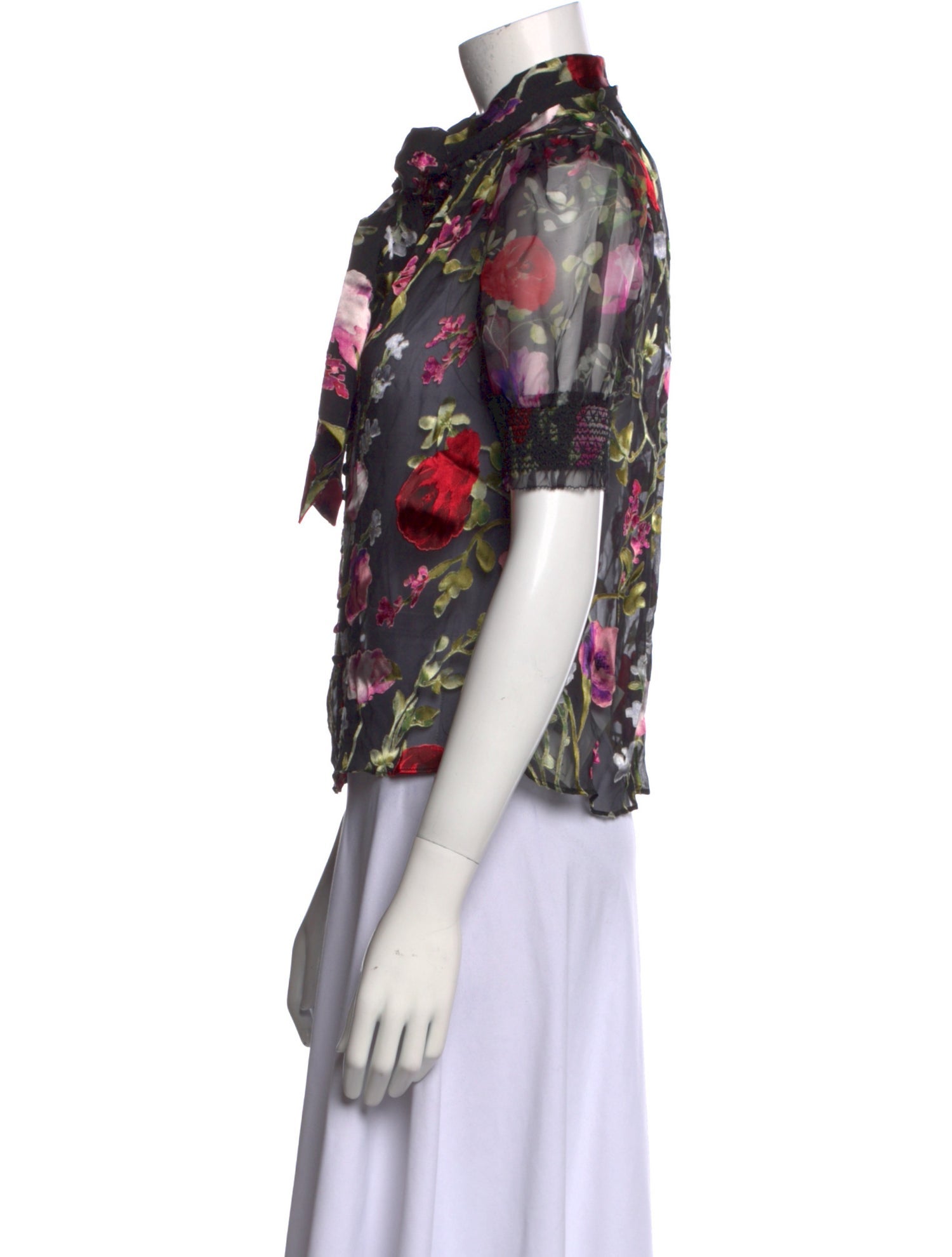 Alice + Olivia Floral Print Tie Neck Blouse w/ Tags