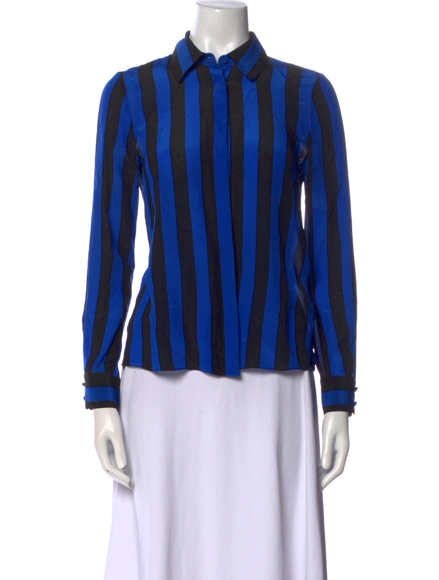 Alice + Olivia Silk Striped Button-Up Top