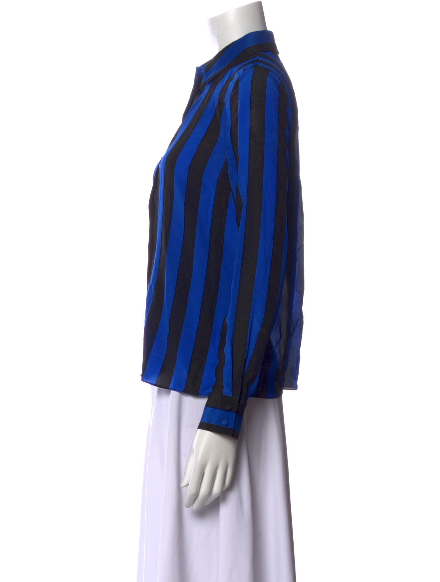 Alice + Olivia Silk Striped Button-Up Top