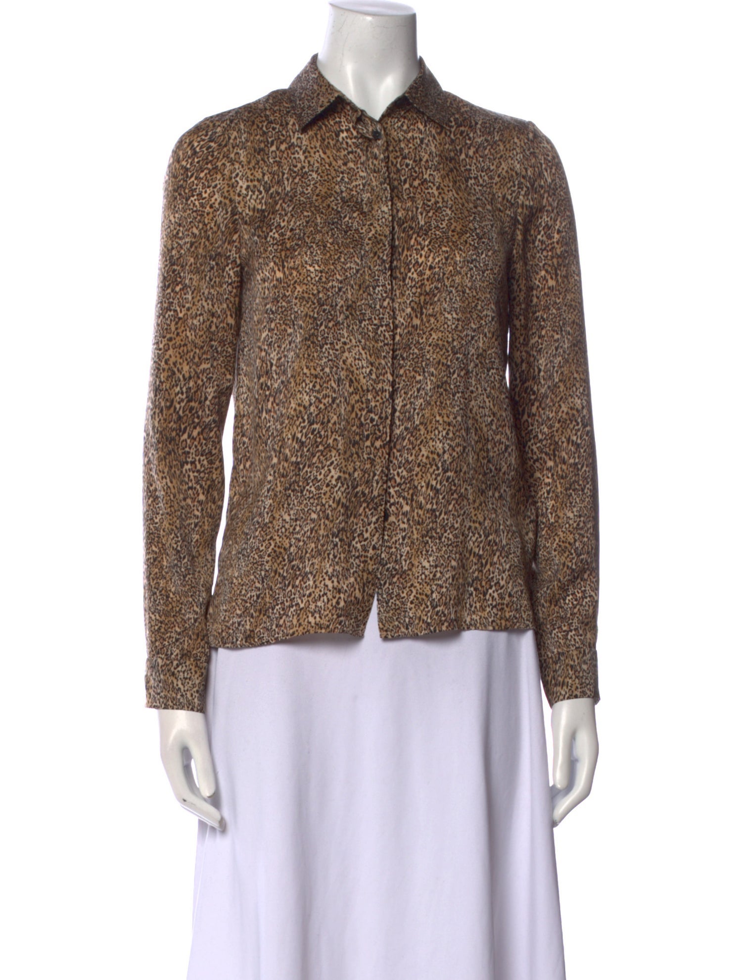 Alice + Olivia Animal Print Long Sleeve Button-Up Top