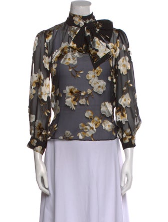 Alice + Olivia Floral Print Mock Neck Blouse