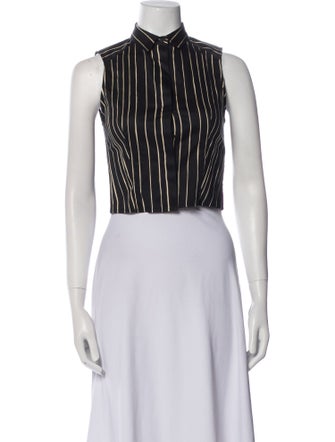 Alice + Olivia Striped Mock Neck Crop Top