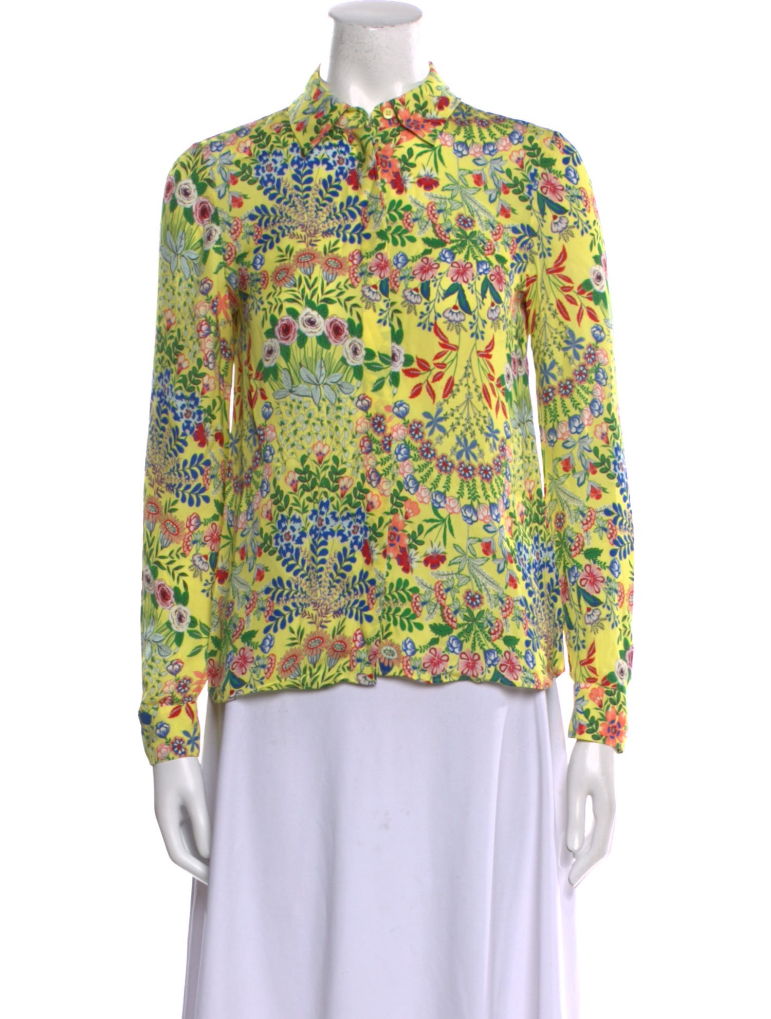 Alice + Olivia Floral Print Mock Neck Blouse