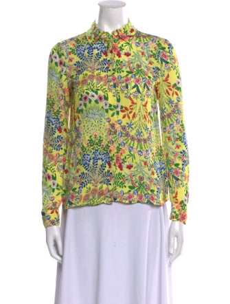 Alice + Olivia Floral Print Mock Neck Blouse