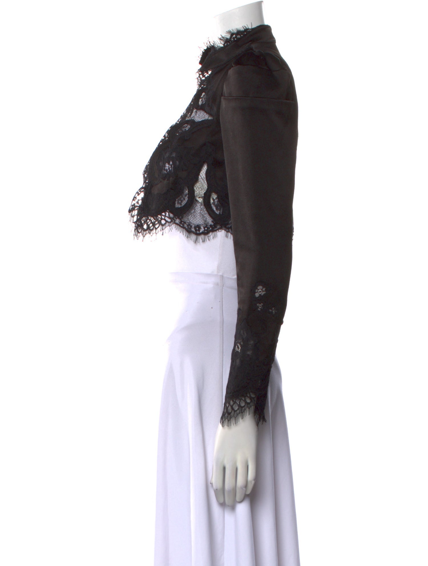 Alice + Olivia Mock Neck Long Sleeve Crop Top