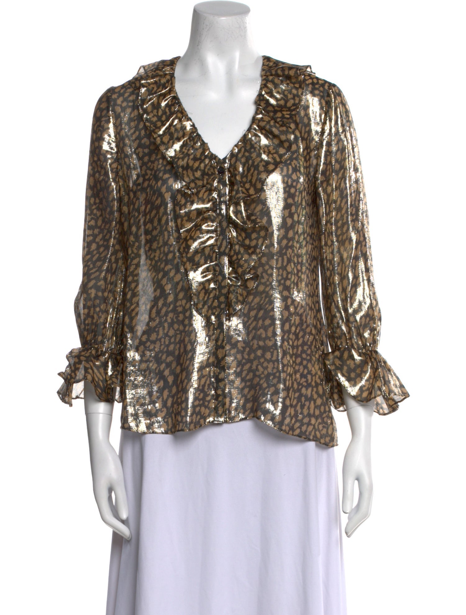 Alice + Olivia Silk Animal Print Blouse