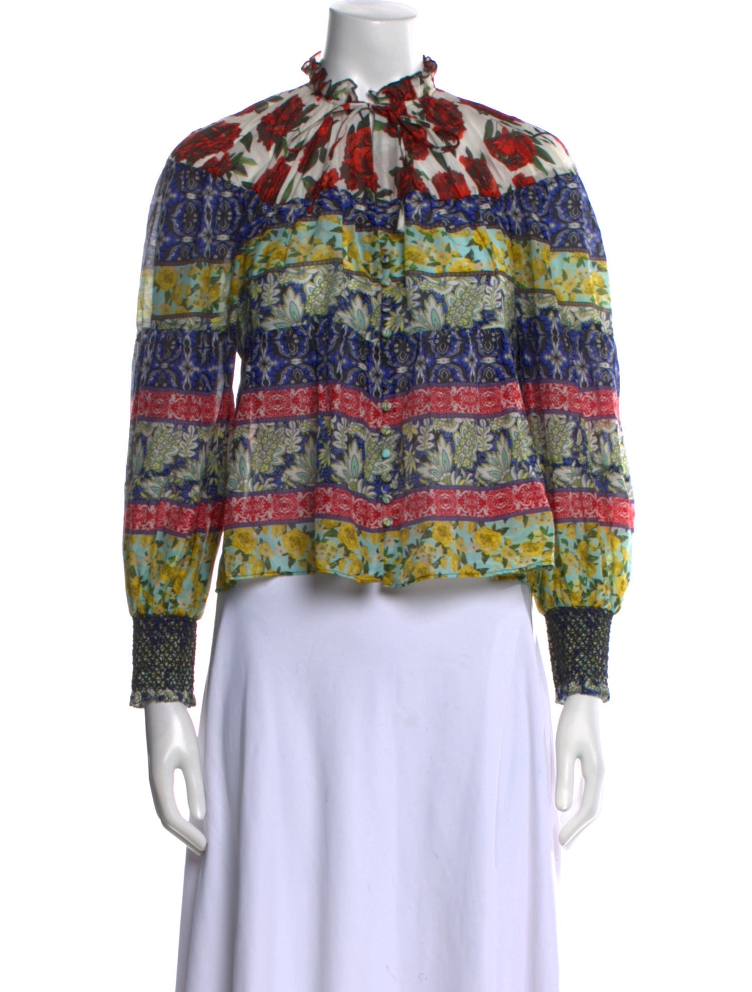 Alice + Olivia Floral Print Mock Neck Crop Top