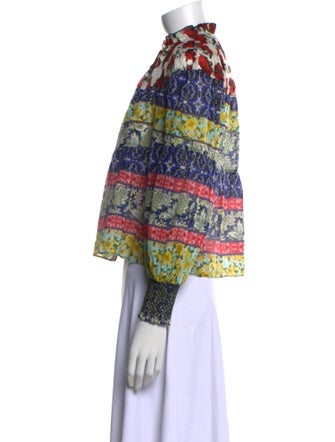 Alice + Olivia Floral Print Mock Neck Crop Top