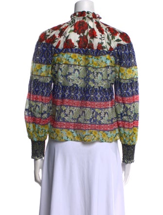 Alice + Olivia Floral Print Mock Neck Crop Top