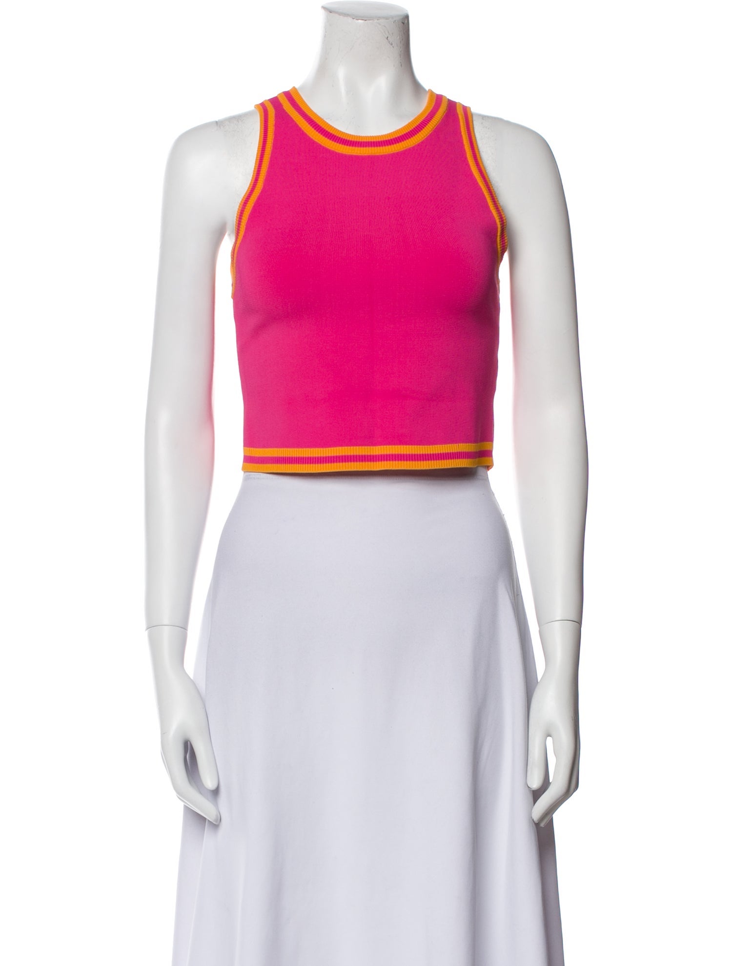 Alice + Olivia Colorblock Pattern Scoop Neck Crop Top
