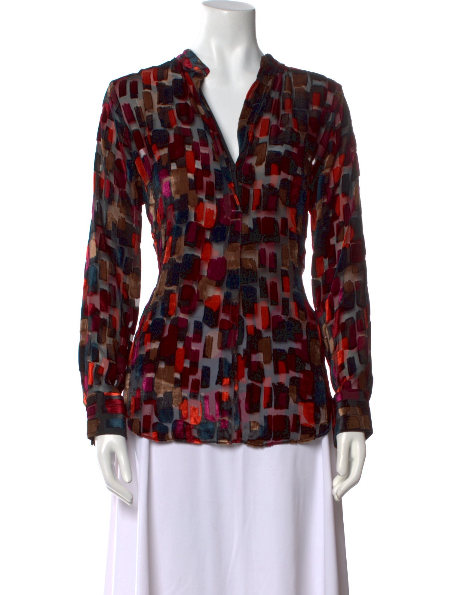 Alice + Olivia Printed V-Neck Blouse