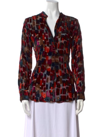 Alice + Olivia Printed V-Neck Blouse