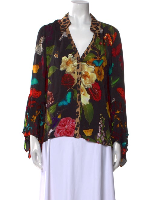 Alice + Olivia Floral Print Long Sleeve Blouse
