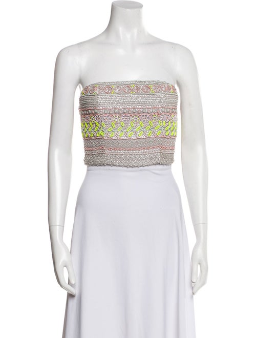 Alice + Olivia Patterned Strapless Crop Top