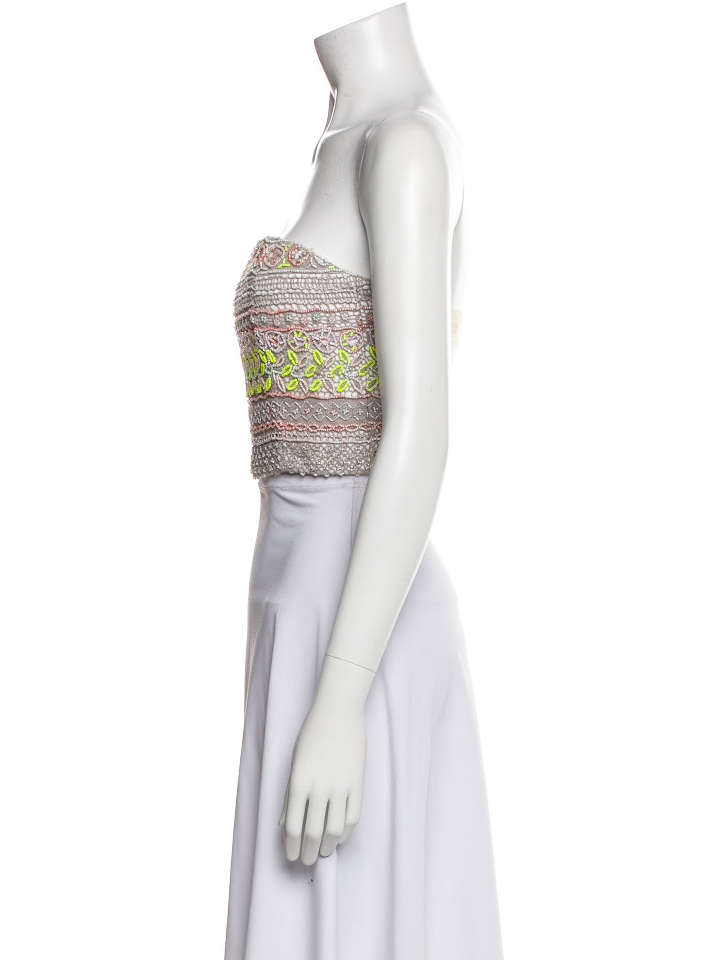 Alice + Olivia Patterned Strapless Crop Top