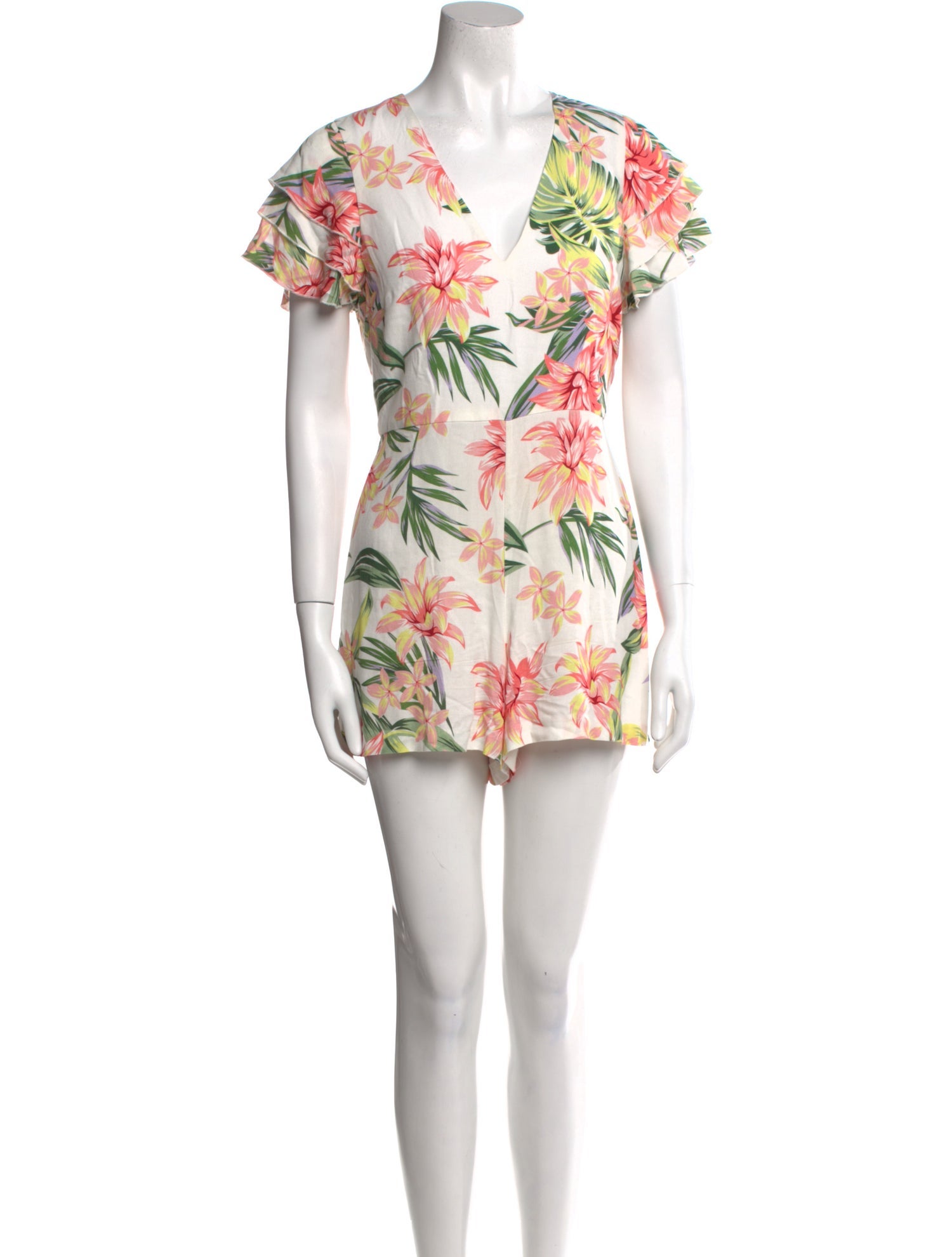 Alice + Olivia Floral Print V-Neck Romper