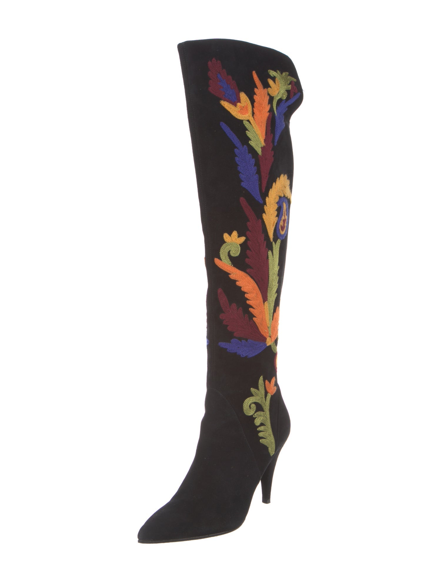 Alice + Olivia Suede Floral Print Boots
