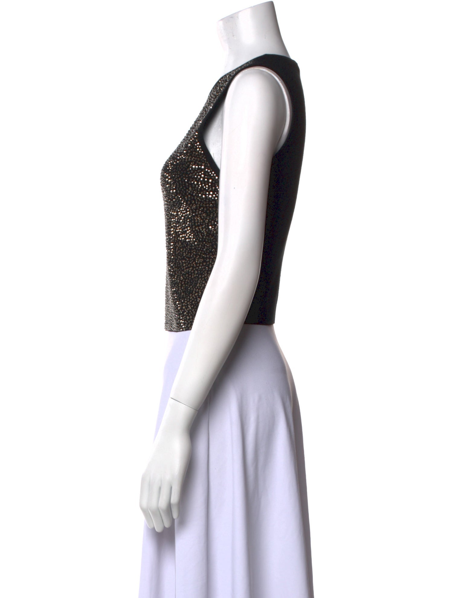 Alice + Olivia Crew Neck Sleeveless Crop Top