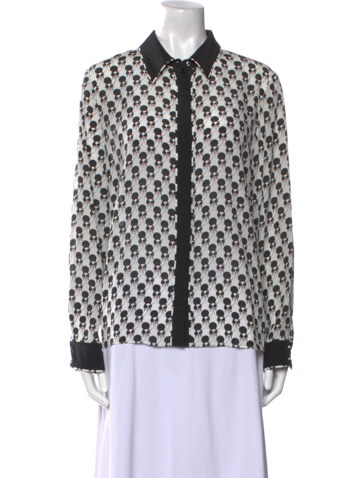 Alice + Olivia Silk Printed Button-Up Top