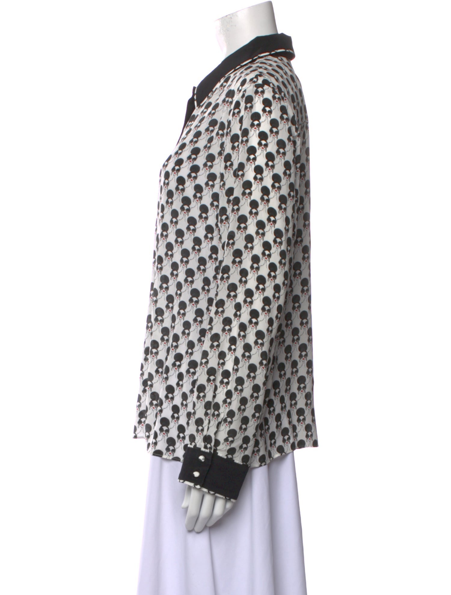 Alice + Olivia Silk Printed Button-Up Top