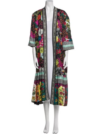 Alice + Olivia Floral Print Ruffle Embellishment Robe