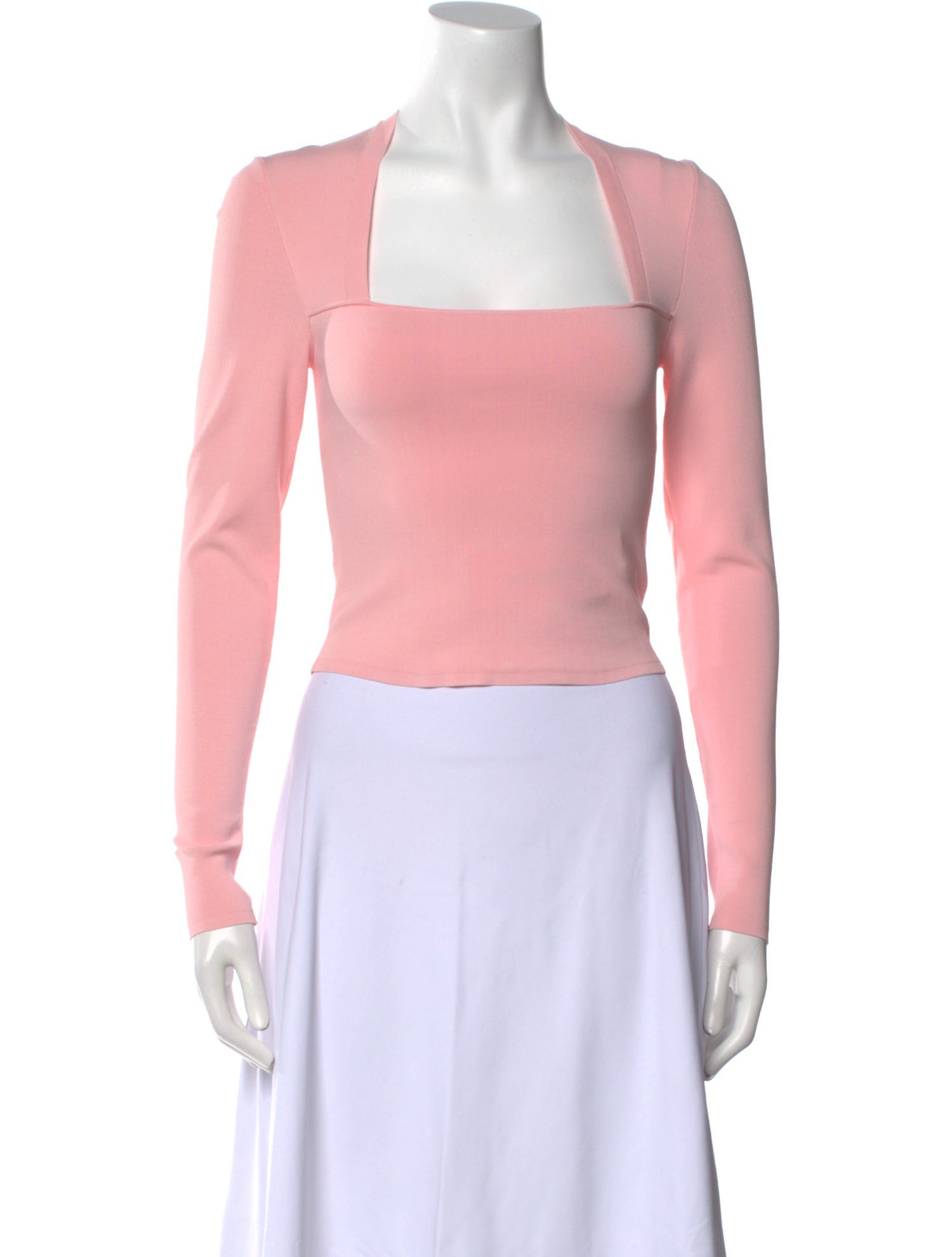 Alice + Olivia Square Neckline Long Sleeve Crop Top