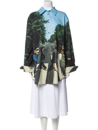 Alice + Olivia Printed Long Sleeve Button-Up Top