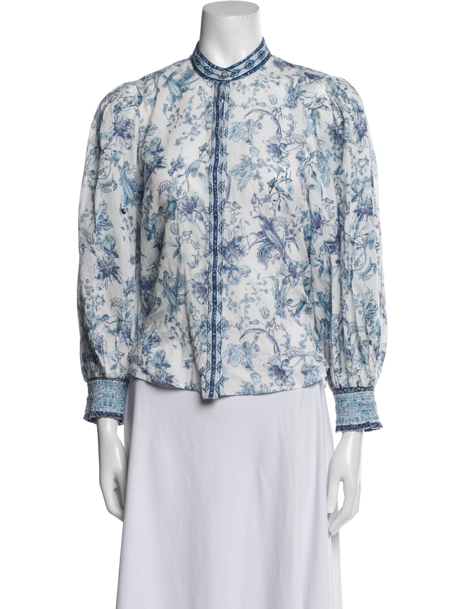 Alice + Olivia Floral Print Mock Neck Blouse