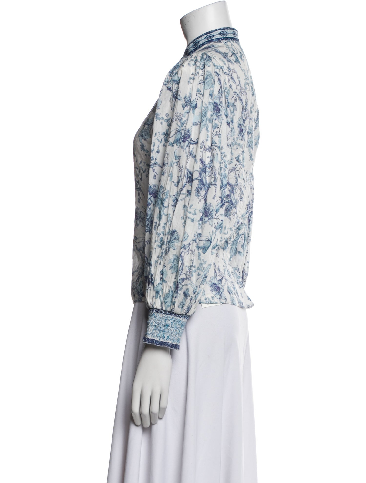 Alice + Olivia Floral Print Mock Neck Blouse