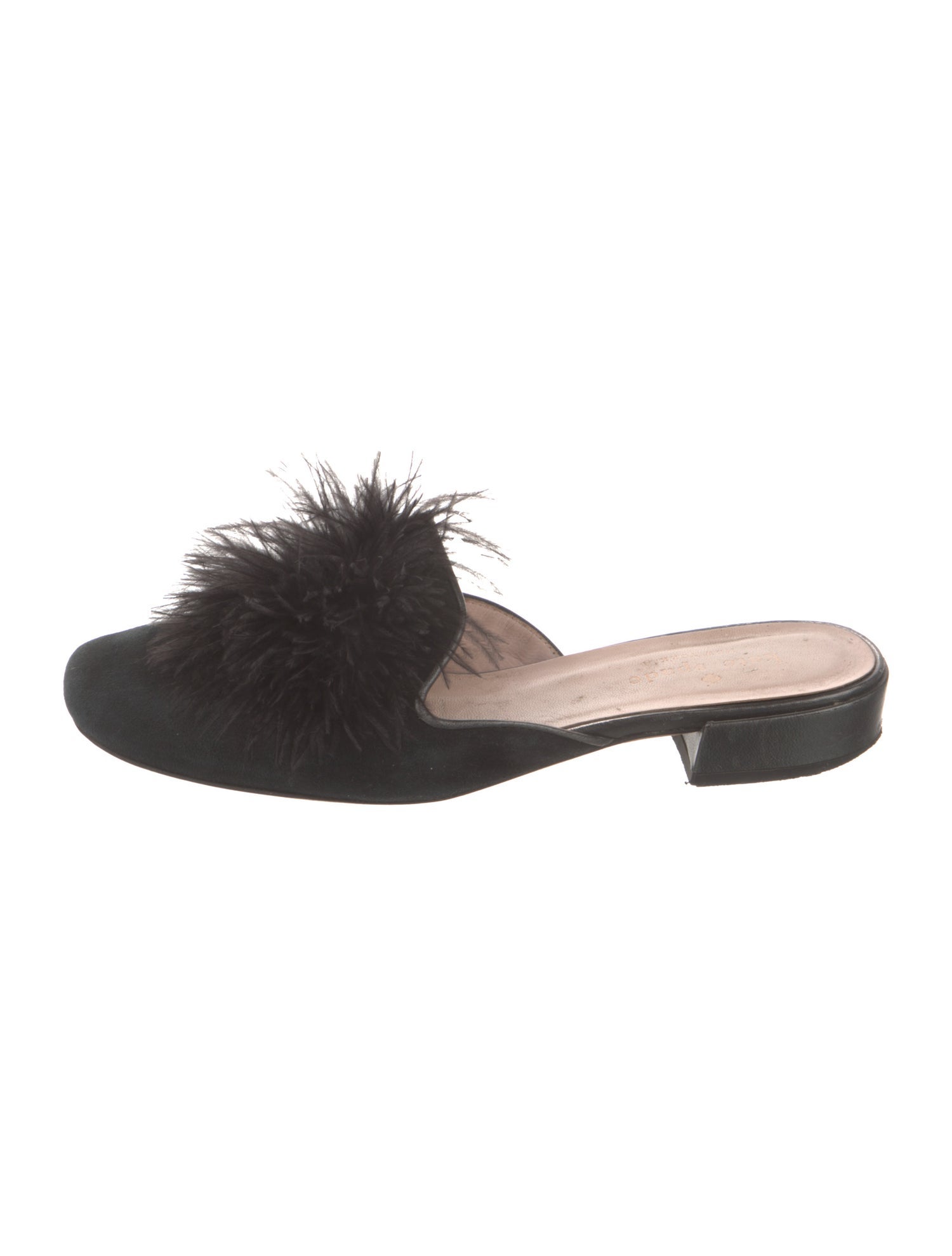 Kate Spade New York Suede Feather Trim Mules