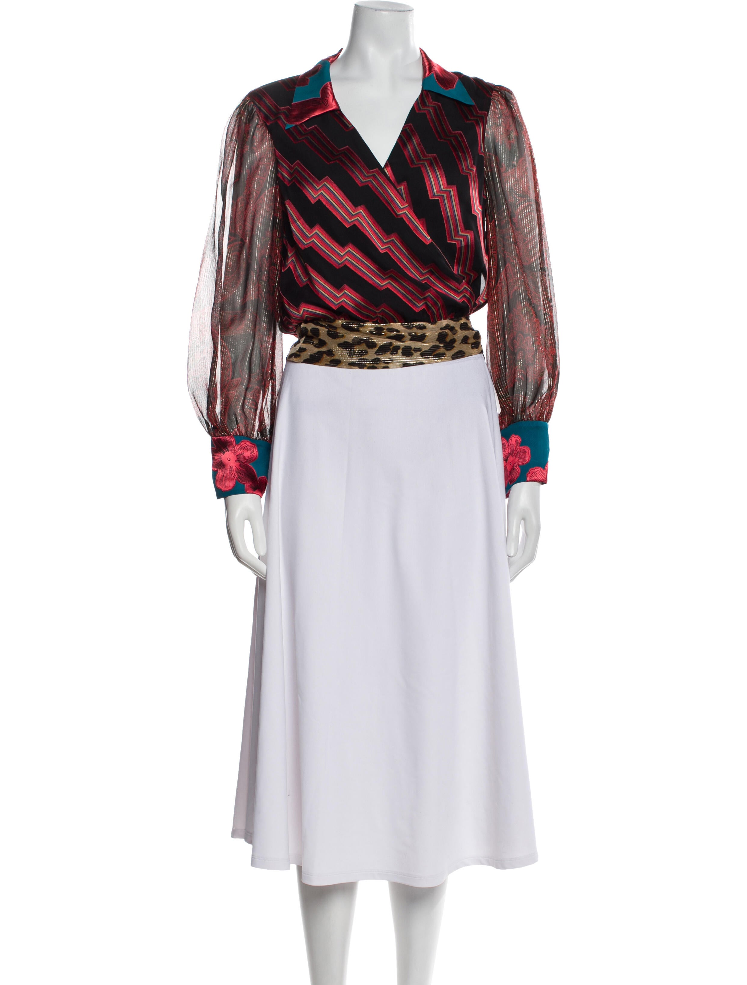 Alice + Olivia Printed Long Sleeve Blouse