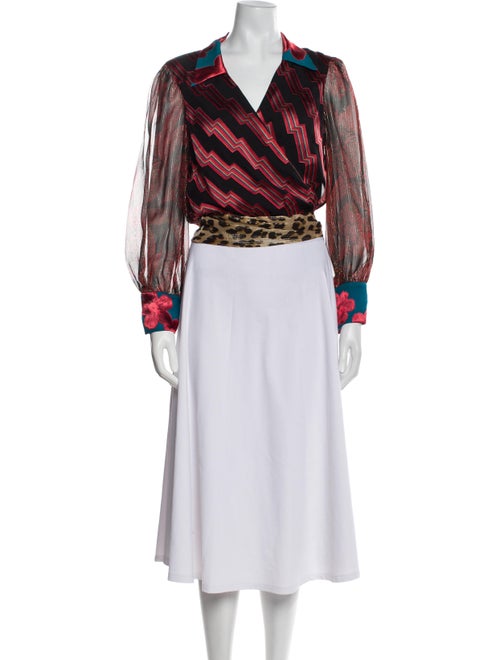 Alice + Olivia Printed Long Sleeve Blouse