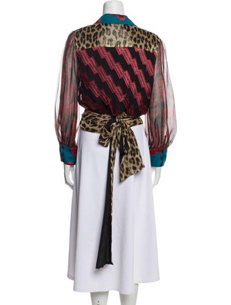 Alice + Olivia Printed Long Sleeve Blouse