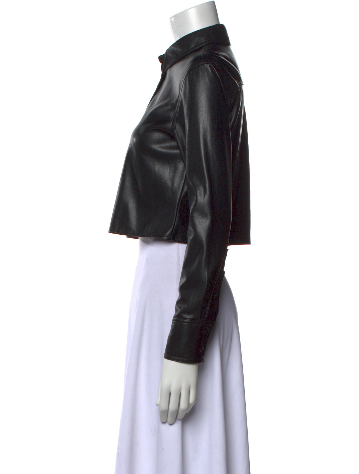 Alice + Olivia Faux Leather Long Sleeve Crop Top