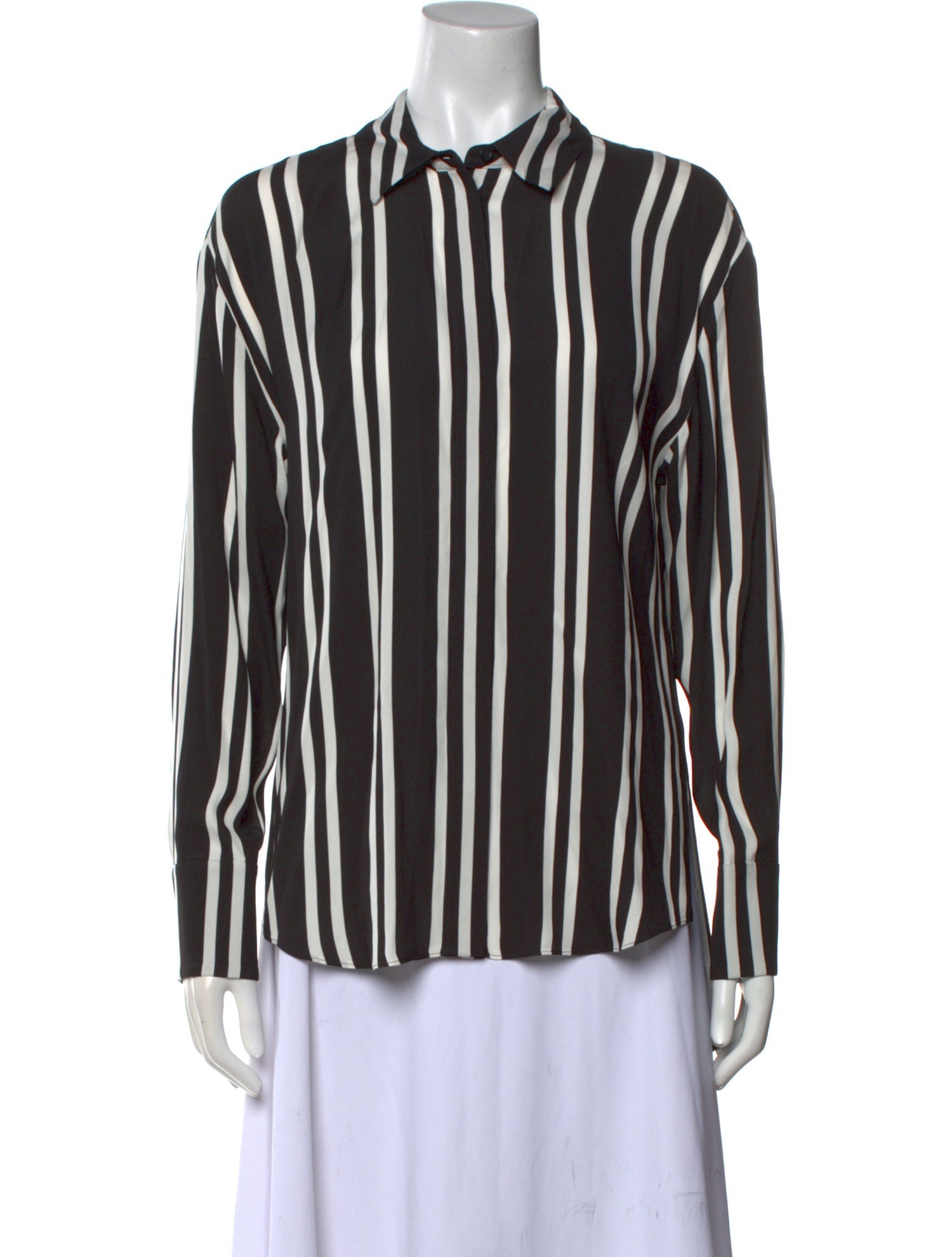 Alice + Olivia Striped Long Sleeve Button-Up Top
