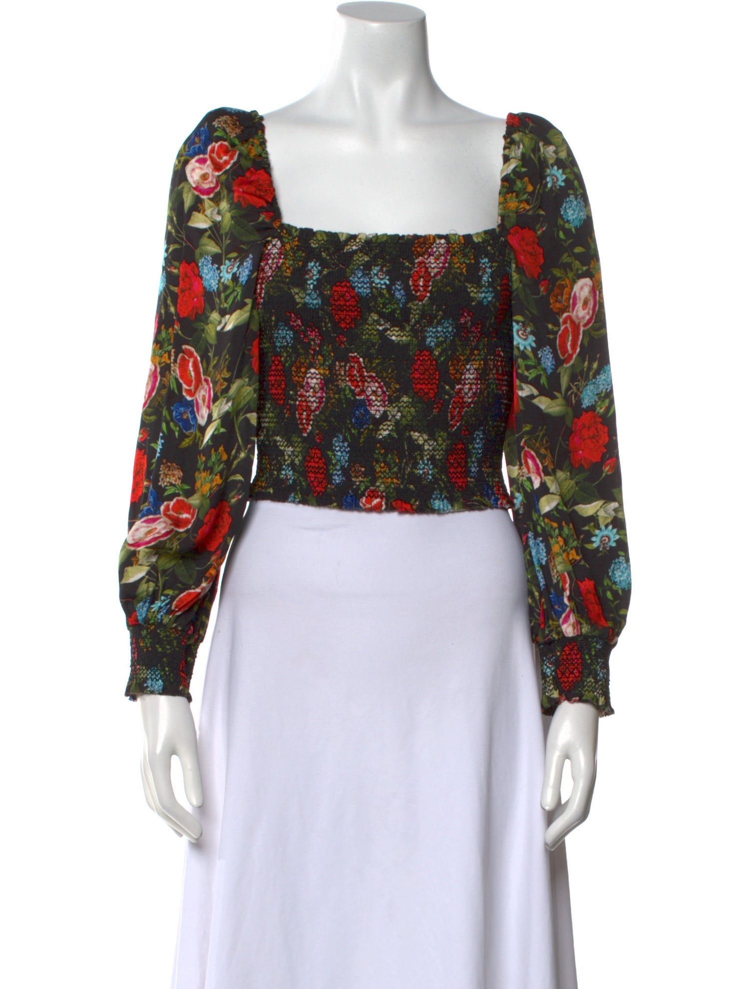 Alice + Olivia Floral Print Square Neckline Crop Top