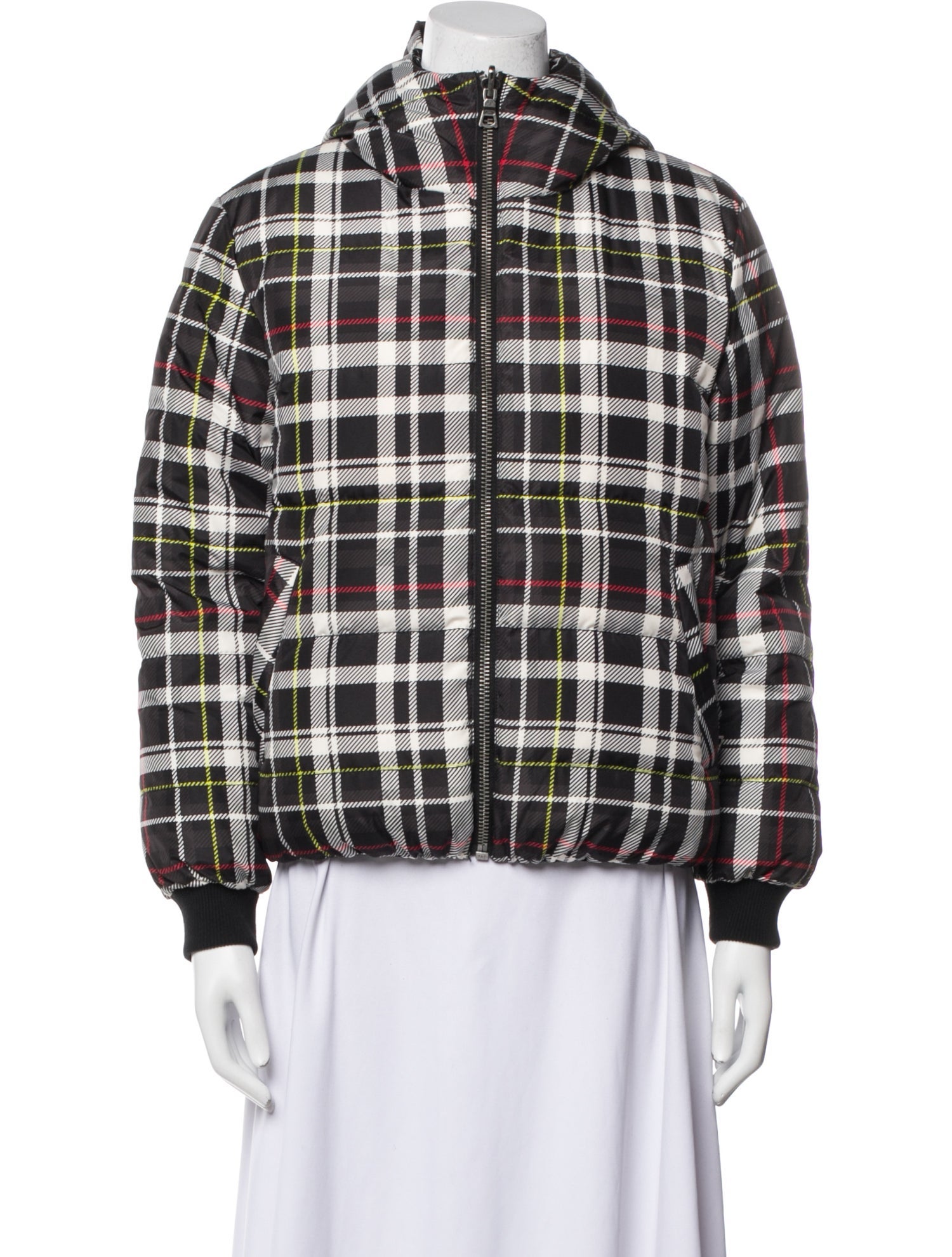 Alice + Olivia Plaid Print Down Jacket