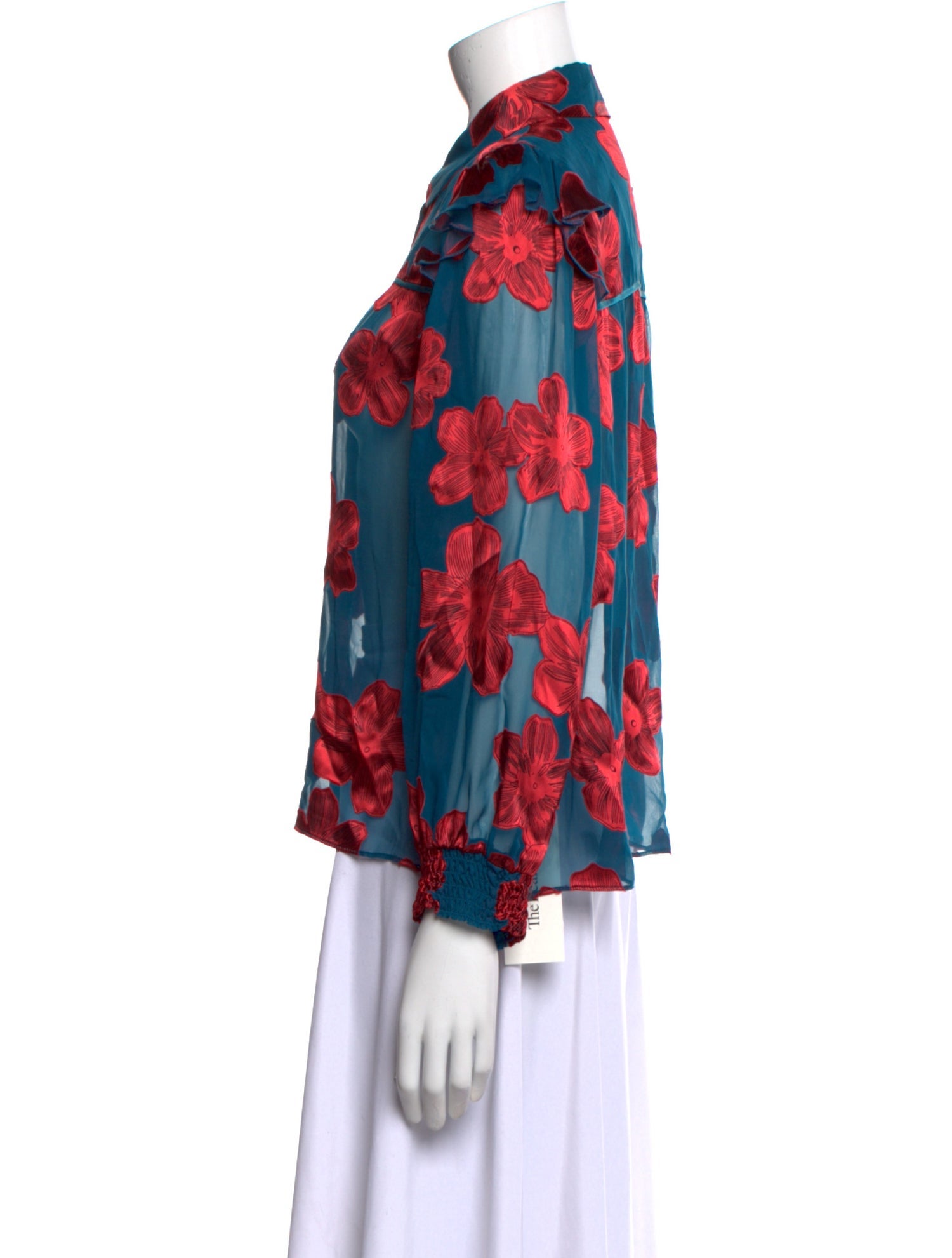 Alice + Olivia Floral Print Three-Quarter Sleeve Blouse