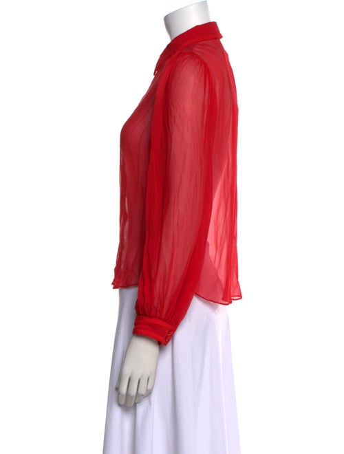 Alice + Olivia Silk Long Sleeve Button-Up Top