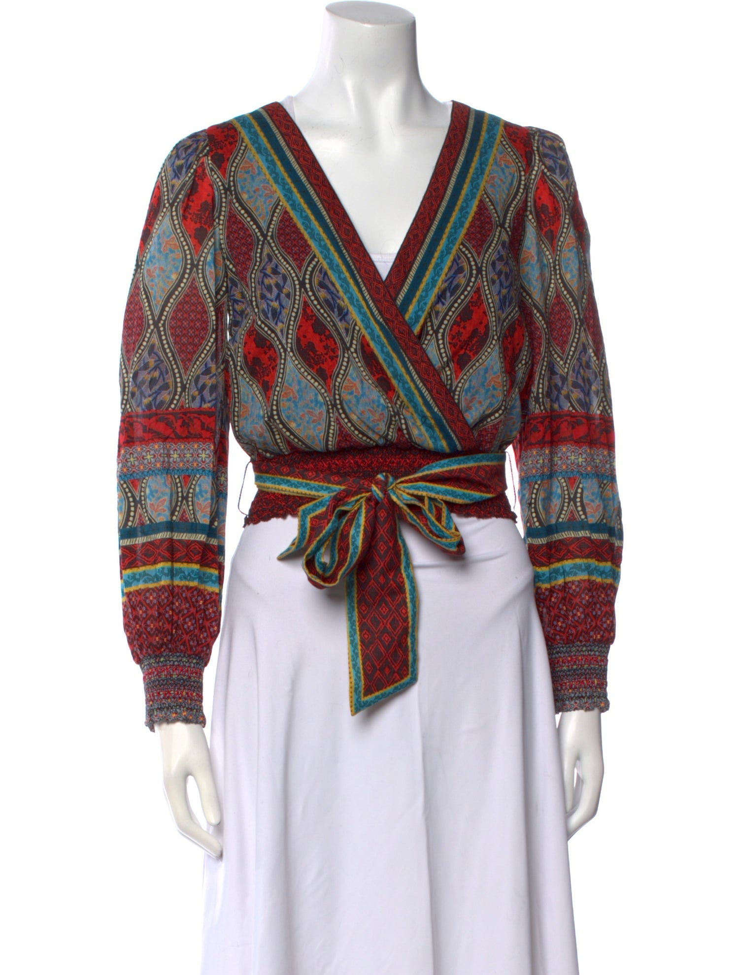 Alice + Olivia Printed V-Neck Crop Top