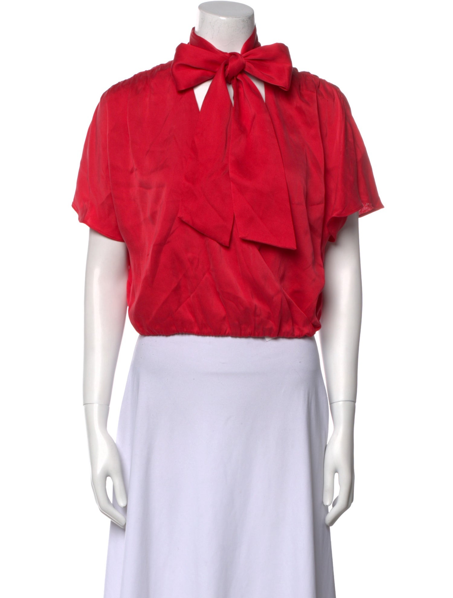 Alice + Olivia Silk Tie Neck Crop Top