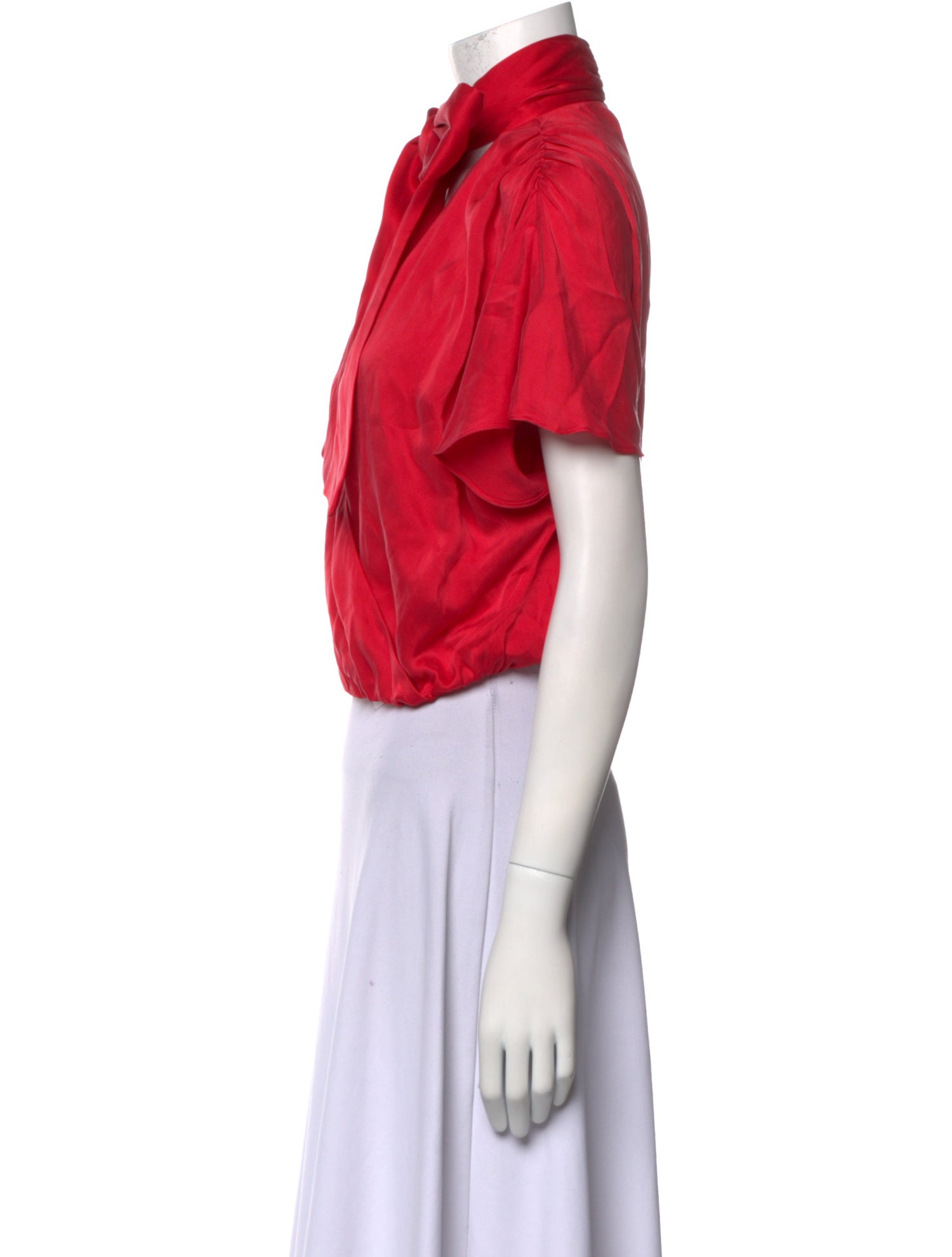 Alice + Olivia Silk Tie Neck Crop Top